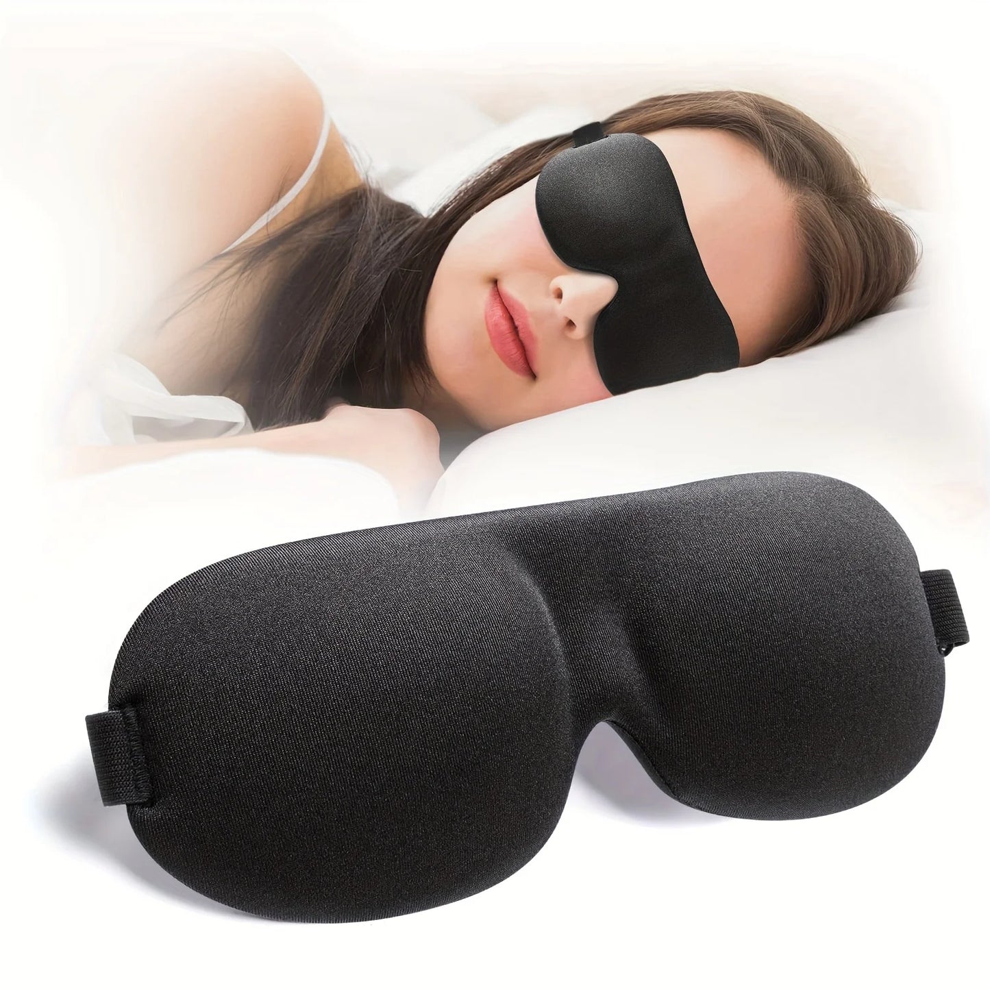 1pc 3D Light Blocking Sleep Mask, Comfortable Unisex Eye Mask for Side & Back Sleepers - Breathable Polyester Travel Blindfold