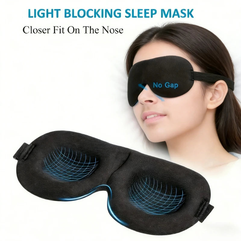 1pc 3D Light Blocking Sleep Mask, Comfortable Unisex Eye Mask for Side & Back Sleepers - Breathable Polyester Travel Blindfold